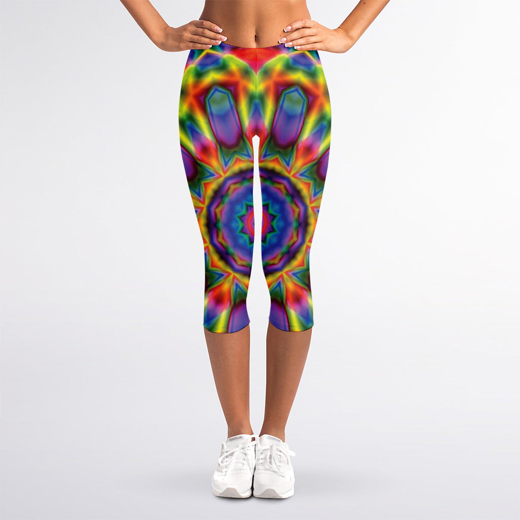 Boho Kaleidoscope Print Women's Capri Leggings
