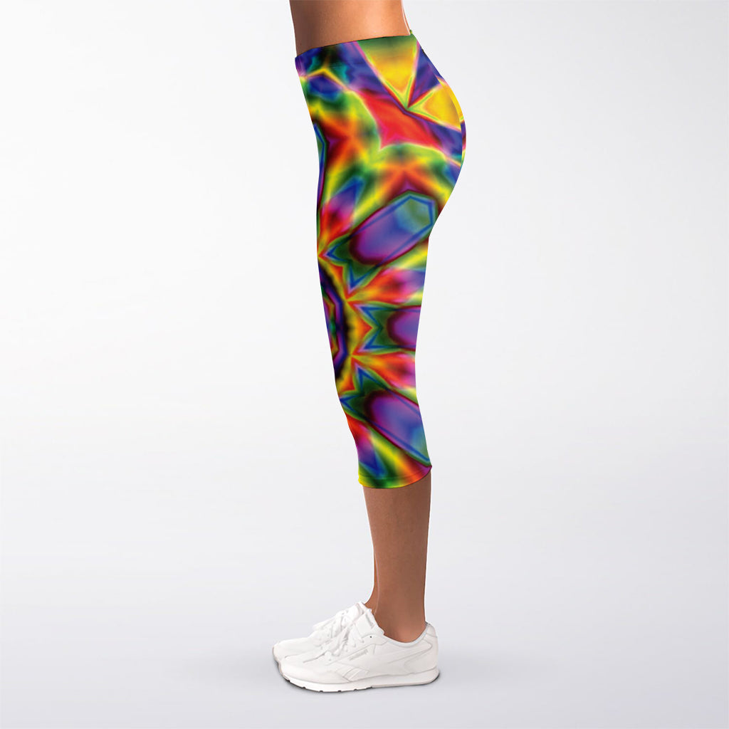 Boho Kaleidoscope Print Women's Capri Leggings