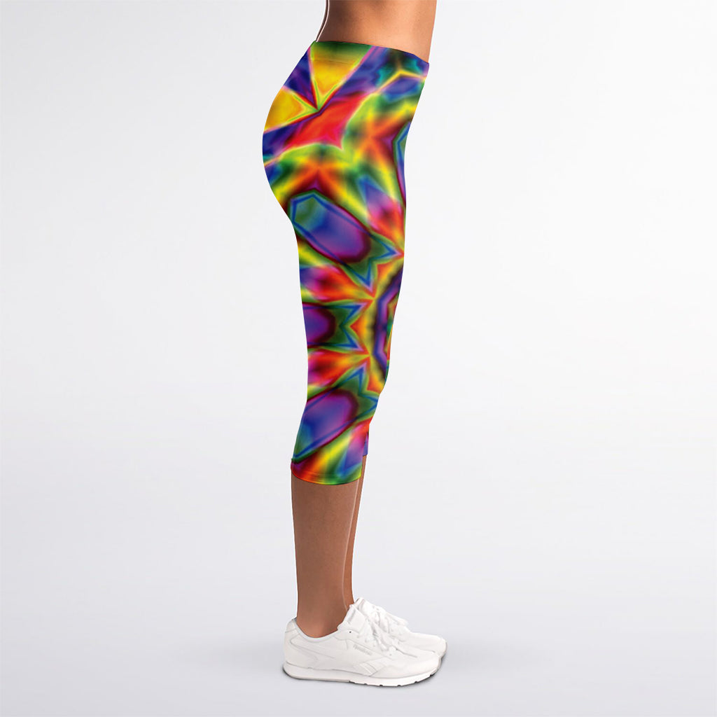 Boho Kaleidoscope Print Women's Capri Leggings