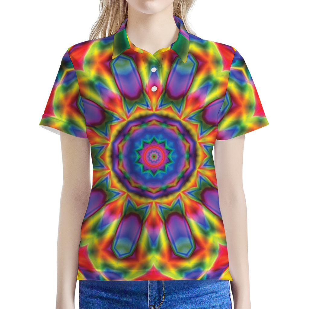 Boho Kaleidoscope Print Women's Polo Shirt
