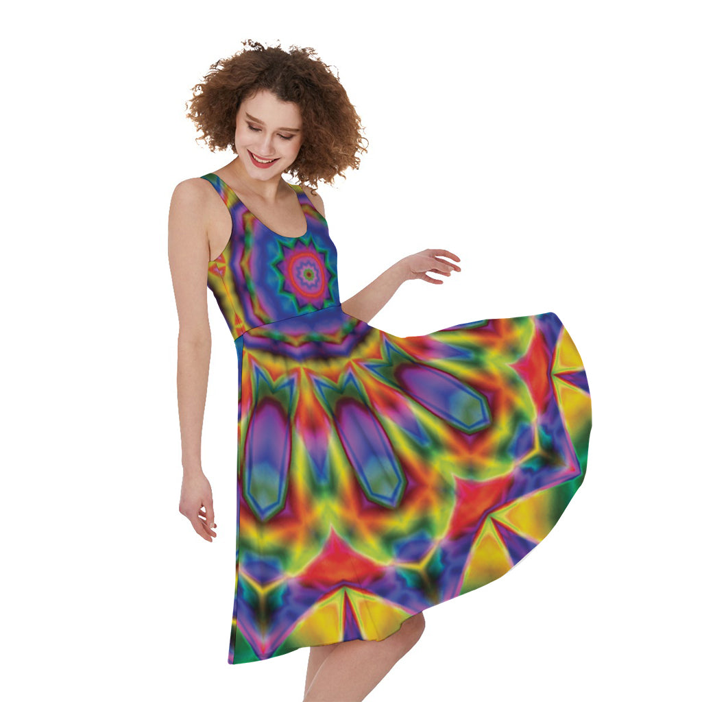 Boho Kaleidoscope Print Women's Sleeveless Dress