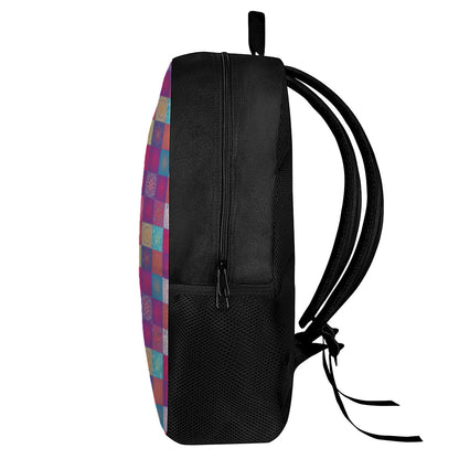 Boho Mandala Patchwork Pattern Print 17 Inch Backpack