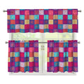 Boho Mandala Patchwork Pattern Print 3 Piece Kitchen Curtains
