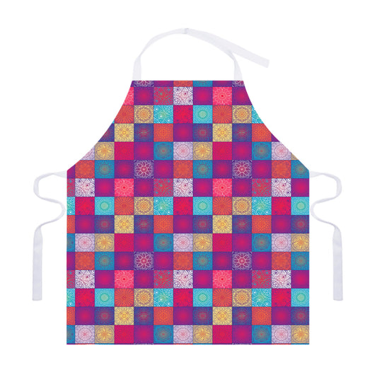 Boho Mandala Patchwork Pattern Print Adjustable Apron