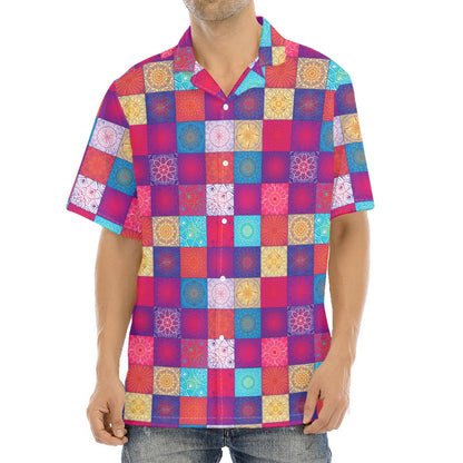 Boho Mandala Patchwork Pattern Print Aloha Shirt