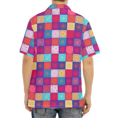 Boho Mandala Patchwork Pattern Print Aloha Shirt