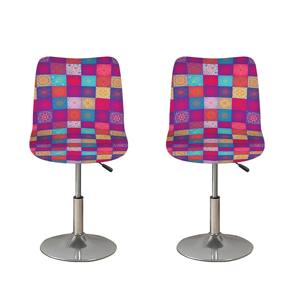 Boho Mandala Patchwork Pattern Print Bar Stool Covers