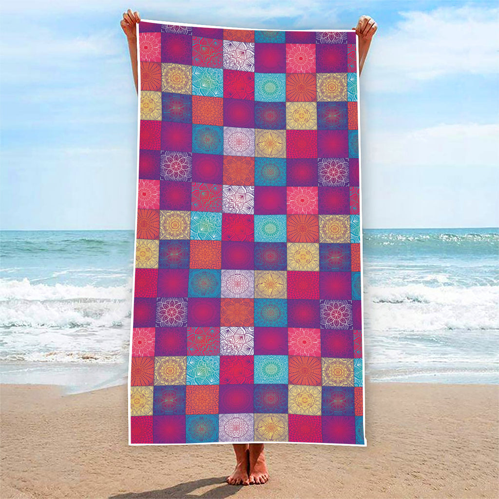 Boho Mandala Patchwork Pattern Print Beach Towel