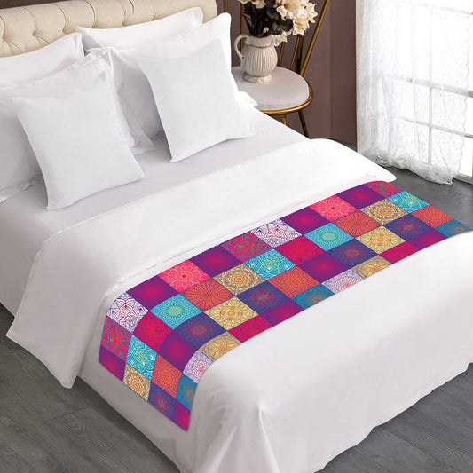 Boho Mandala Patchwork Pattern Print Bed Runner