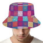 Boho Mandala Patchwork Pattern Print Bucket Hat
