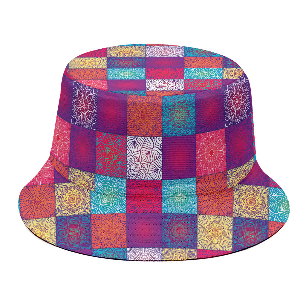 Boho Mandala Patchwork Pattern Print Bucket Hat