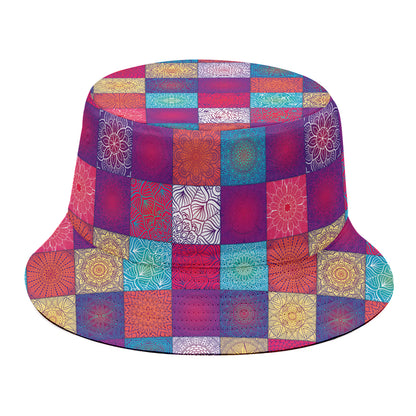 Boho Mandala Patchwork Pattern Print Bucket Hat