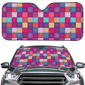 Boho Mandala Patchwork Pattern Print Car Windshield Sun Shade