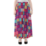Boho Mandala Patchwork Pattern Print Chiffon Maxi Skirt