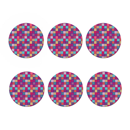 Boho Mandala Patchwork Pattern Print Coaster Set