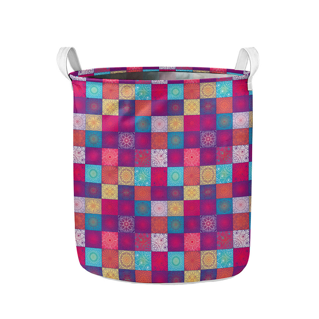 Boho Mandala Patchwork Pattern Print Collapsible Laundry Basket