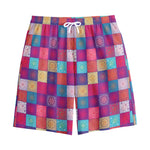 Boho Mandala Patchwork Pattern Print Cotton Shorts