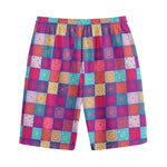 Boho Mandala Patchwork Pattern Print Cotton Shorts