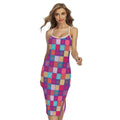 Boho Mandala Patchwork Pattern Print Cross Back Cami Dress