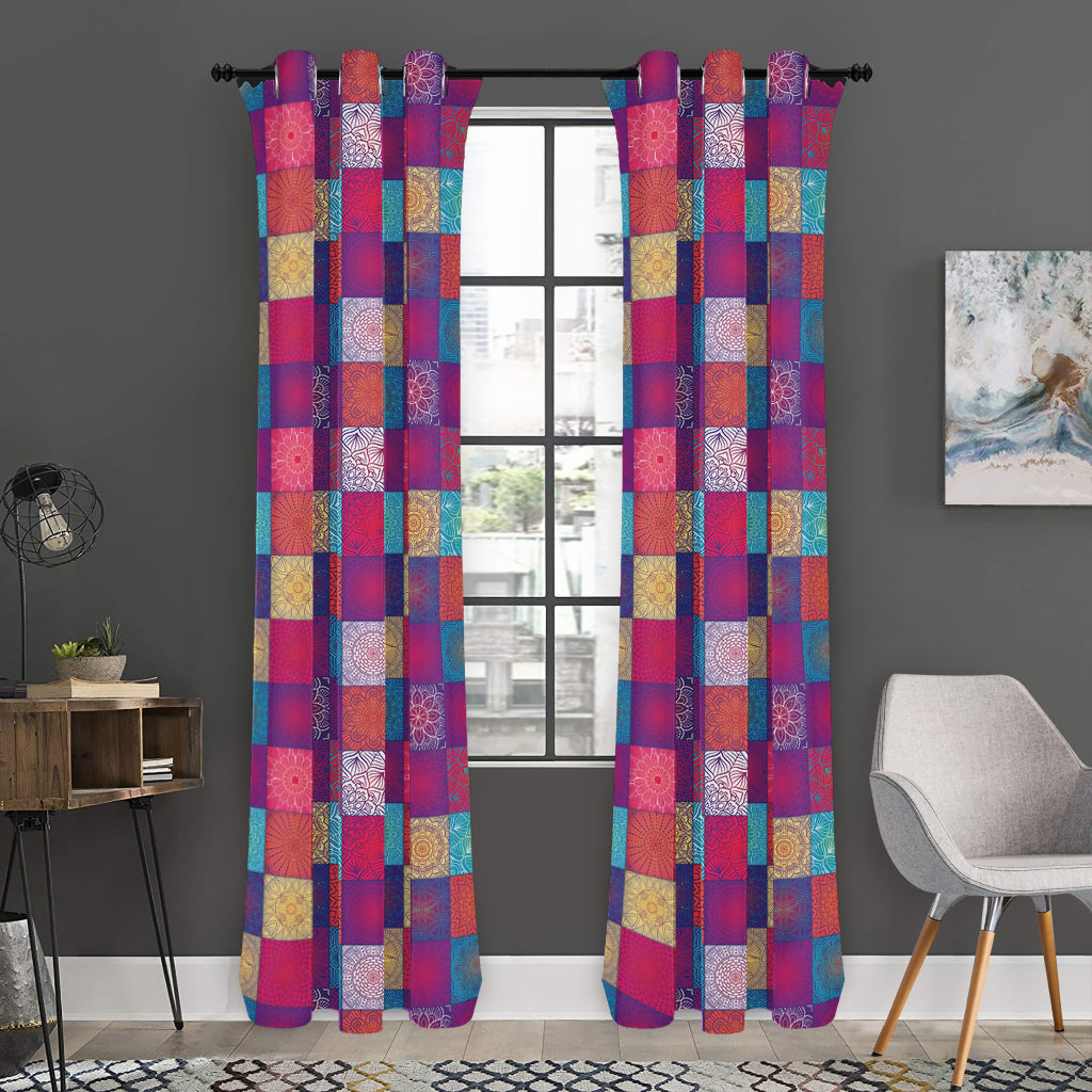 Boho Mandala Patchwork Pattern Print Curtain