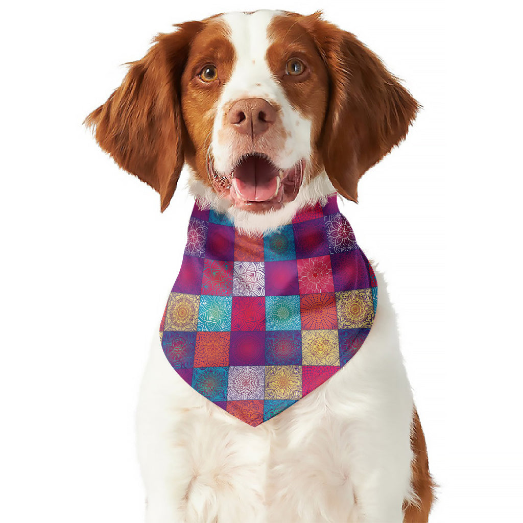 Boho Mandala Patchwork Pattern Print Dog Bandana