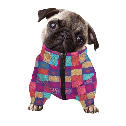 Boho Mandala Patchwork Pattern Print Dog Zip Up Jacket