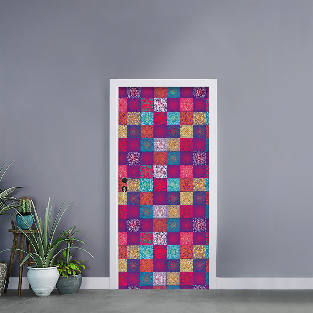 Boho Mandala Patchwork Pattern Print Door Sticker