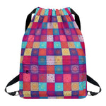 Boho Mandala Patchwork Pattern Print Drawstring Backpack