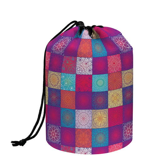 Boho Mandala Patchwork Pattern Print Drawstring Makeup Bag