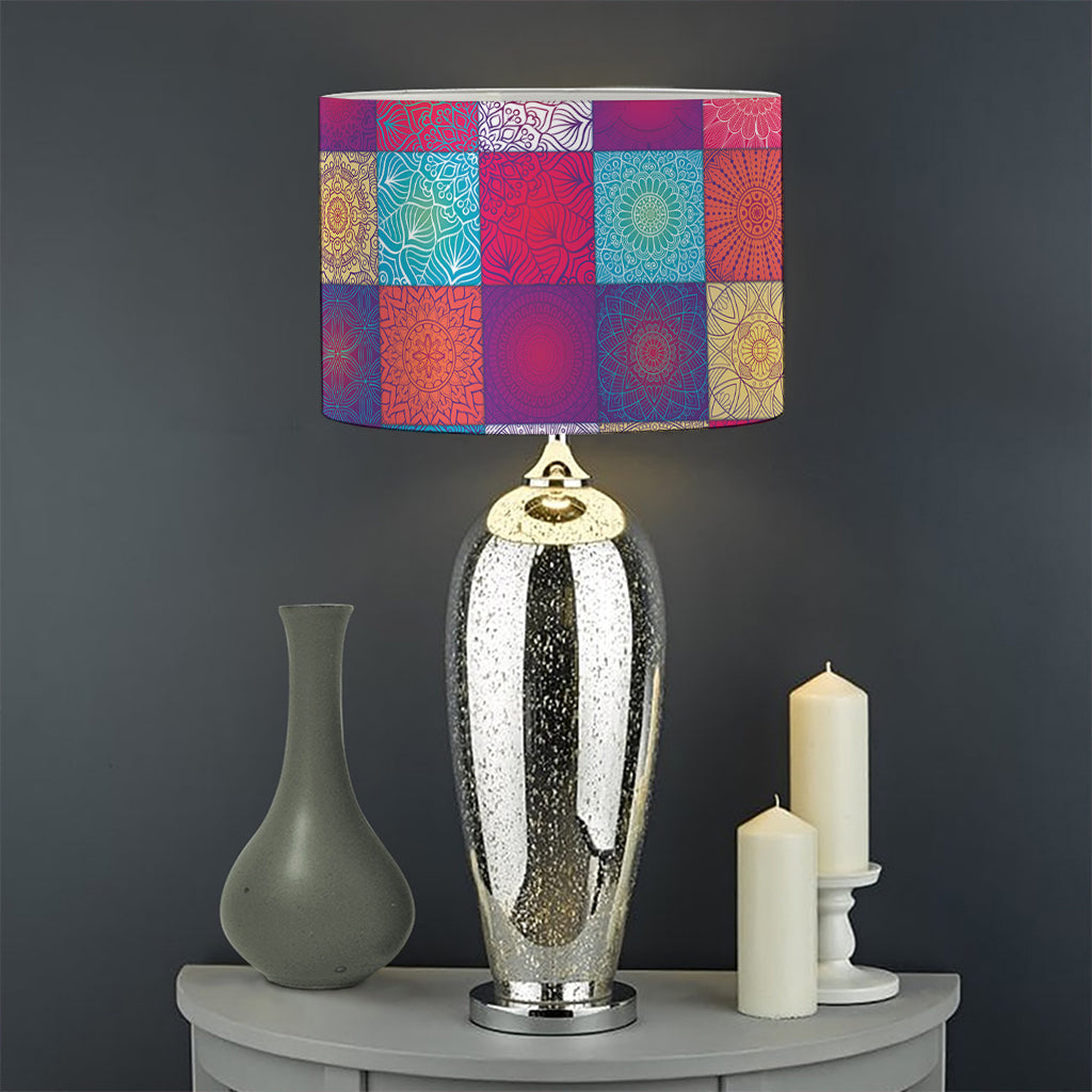 Boho Mandala Patchwork Pattern Print Drum Lamp Shade