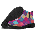 Boho Mandala Patchwork Pattern Print Flat Ankle Boots