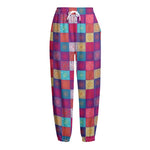 Boho Mandala Patchwork Pattern Print Fleece Lined Knit Pants