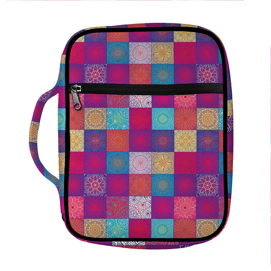 Boho Mandala Patchwork Pattern Print Front Pocket Bible Bag