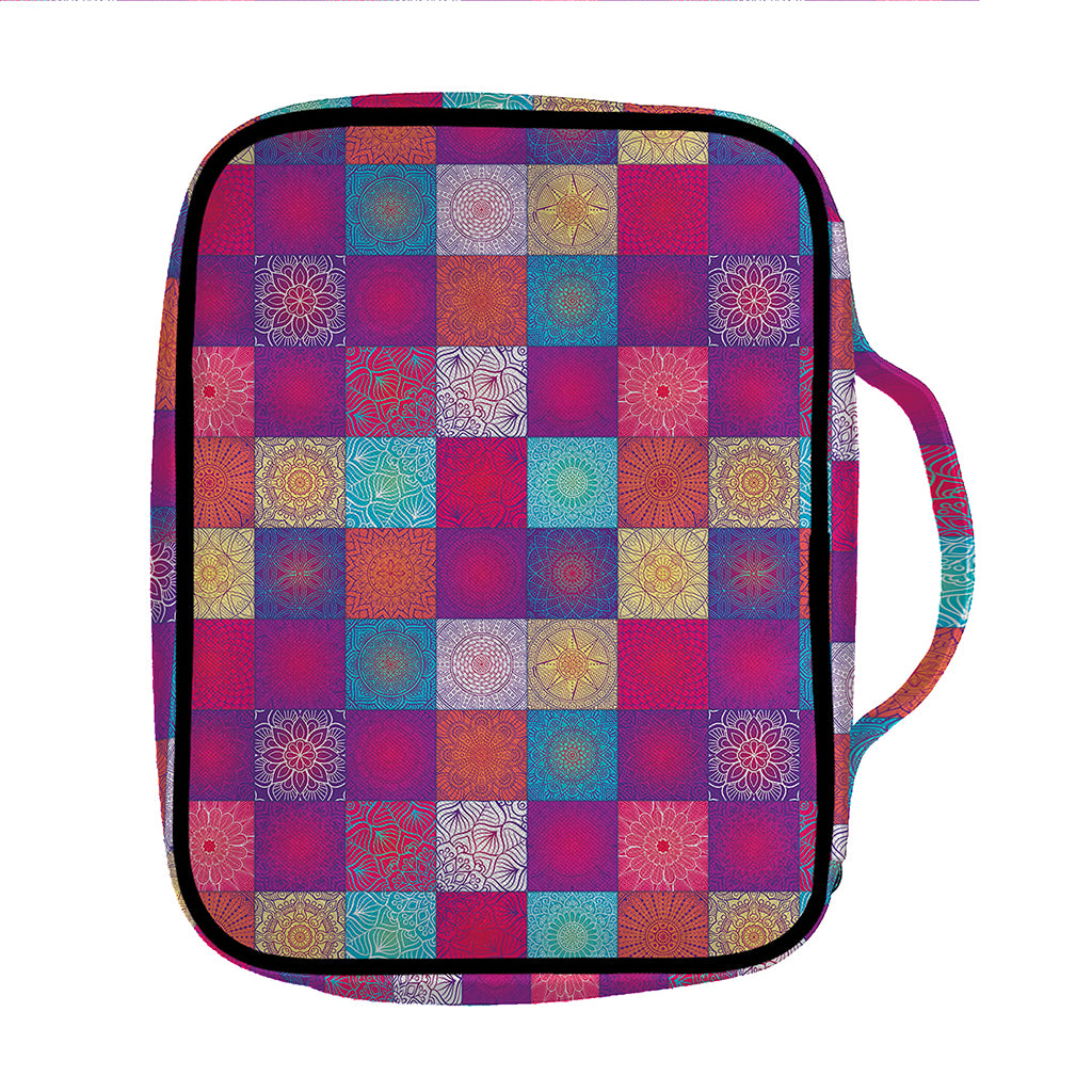 Boho Mandala Patchwork Pattern Print Front Pocket Bible Bag