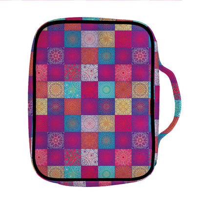 Boho Mandala Patchwork Pattern Print Front Pocket Bible Bag