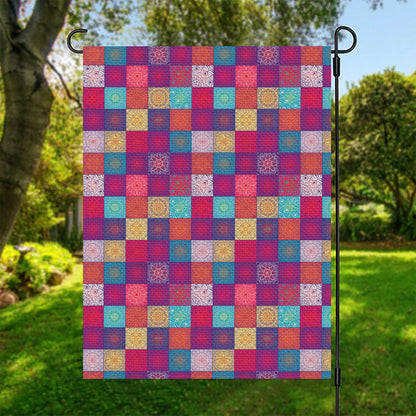 Boho Mandala Patchwork Pattern Print Garden Flag