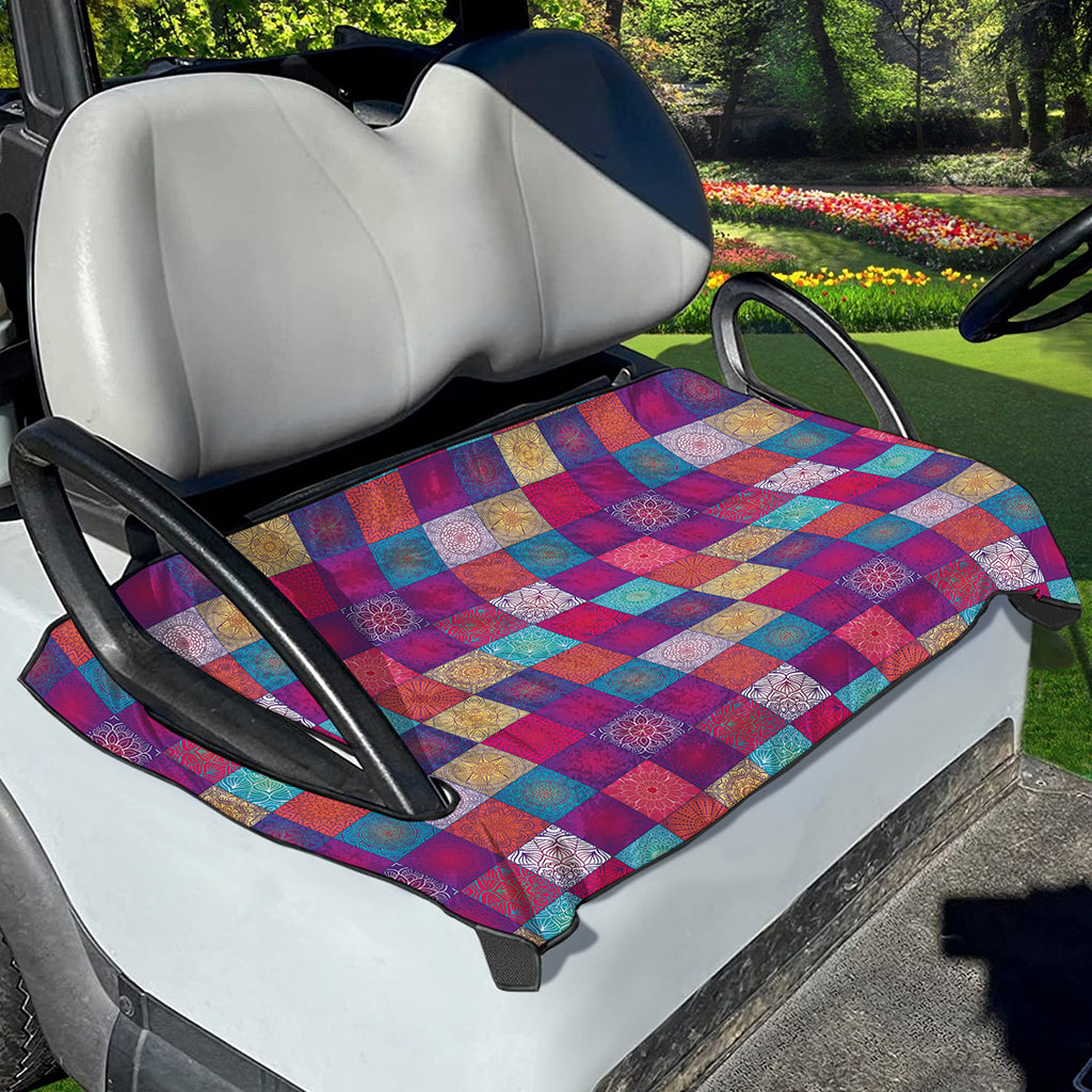 Boho Mandala Patchwork Pattern Print Golf Cart Seat Cover