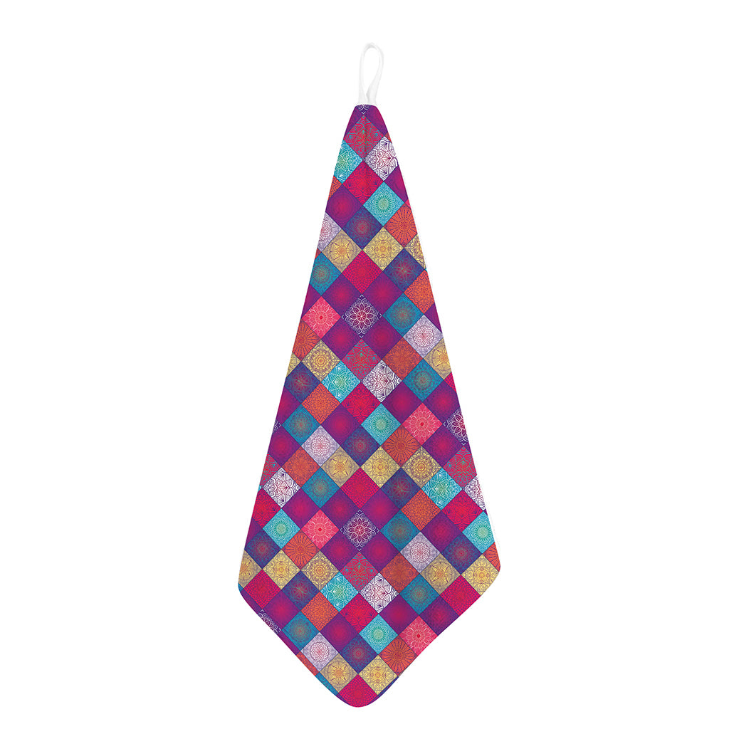 Boho Mandala Patchwork Pattern Print Hand Towel