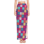 Boho Mandala Patchwork Pattern Print High Slit Maxi Skirt