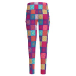 Boho Mandala Patchwork Pattern Print High-Waisted Pocket Leggings