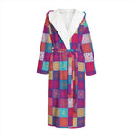 Boho Mandala Patchwork Pattern Print Hooded Bathrobe