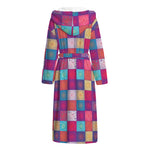 Boho Mandala Patchwork Pattern Print Hooded Bathrobe