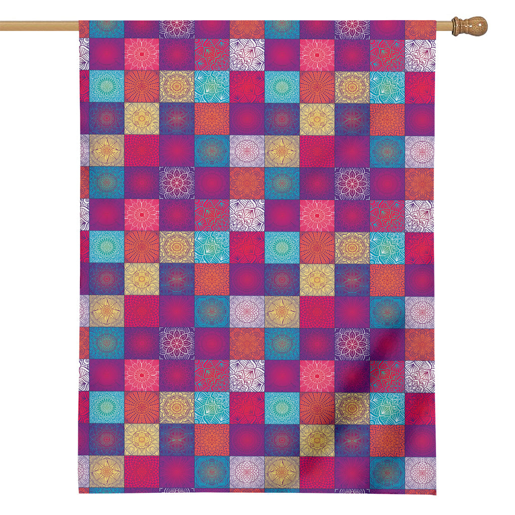 Boho Mandala Patchwork Pattern Print House Flag