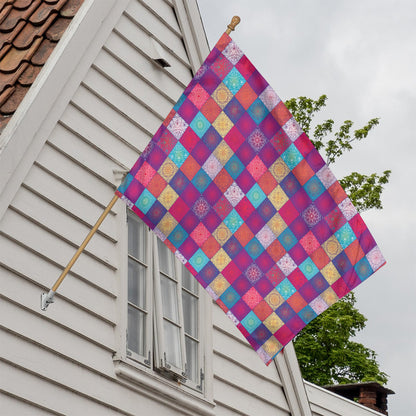 Boho Mandala Patchwork Pattern Print House Flag