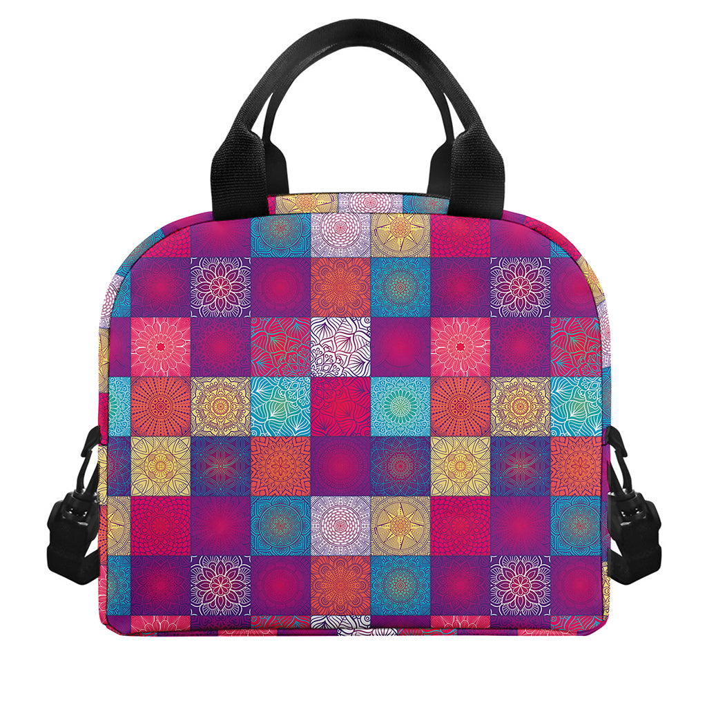 Boho Mandala Patchwork Pattern Print Insulated Lunch Bag