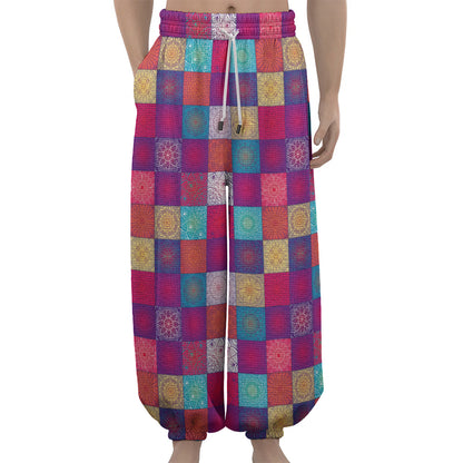 Boho Mandala Patchwork Pattern Print Lantern Pants