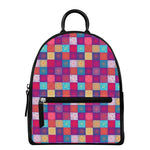 Boho Mandala Patchwork Pattern Print Leather Backpack