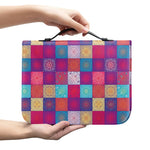 Boho Mandala Patchwork Pattern Print Leather Bible Cover