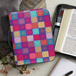 Boho Mandala Patchwork Pattern Print Leather Bible Cover