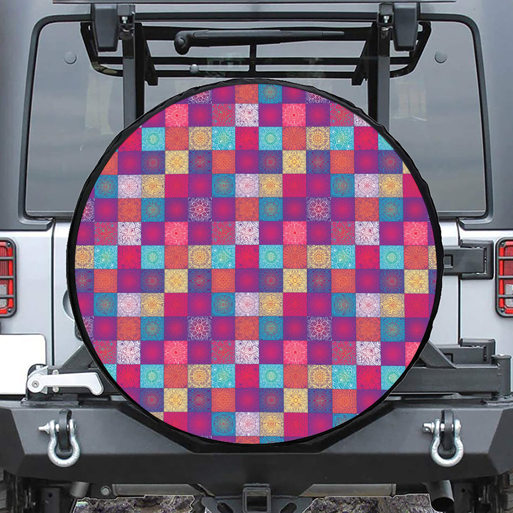 Boho Mandala Patchwork Pattern Print Leather Spare Tire Cover